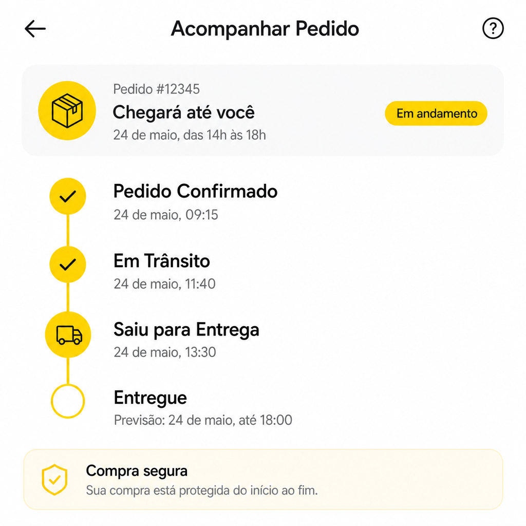 Histórico de rastreamento com as etapas da entrega